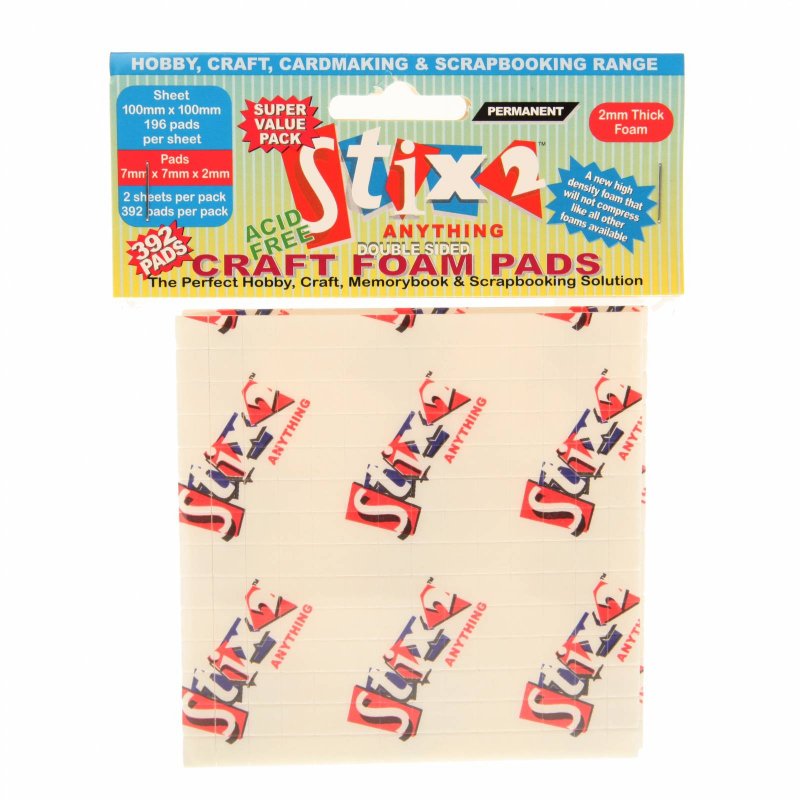 Stix2 Double Sided Craft Foam Pads 7mm x 7mm x 2mm | Pack of 392