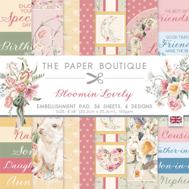 The Paper Boutique The Paper Boutique Bloomin Lovely 8 x 8 inch Embellishments Pad | 36 sheets