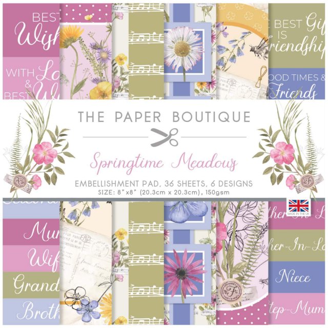 The Paper Boutique The Paper Boutique Springtime Meadows 8 x 8 inch Embellishment Pad | 36 sheets