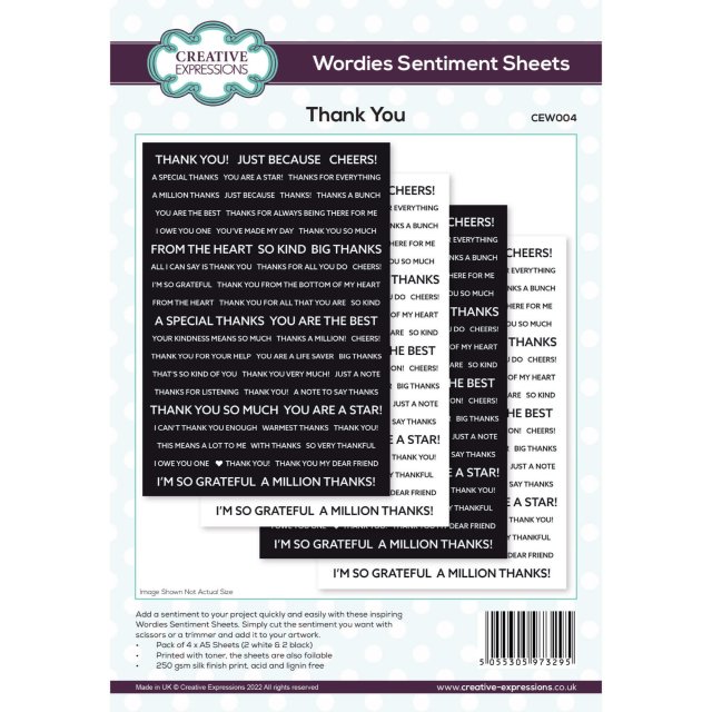 Creative Expressions Creative Expressions Wordies Sentiment Sheets Thank You | A5
