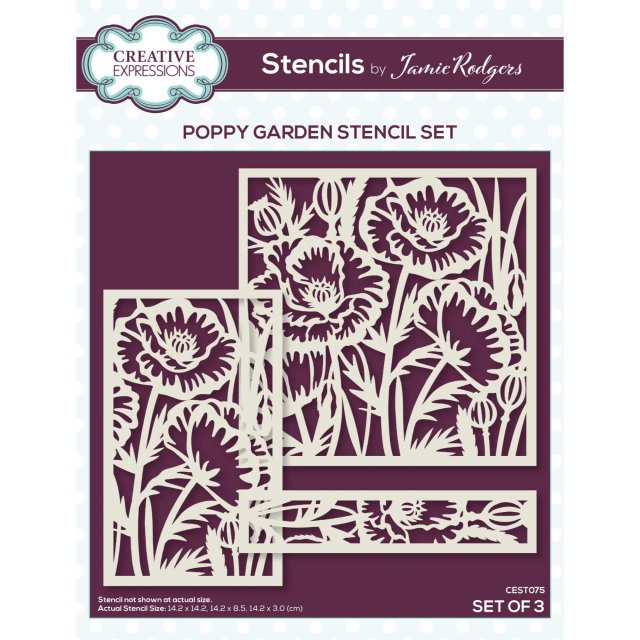Jamie Rodgers Creative Expressions Stencils By Jamie Rodgers Poppy Garden | Set of 3
