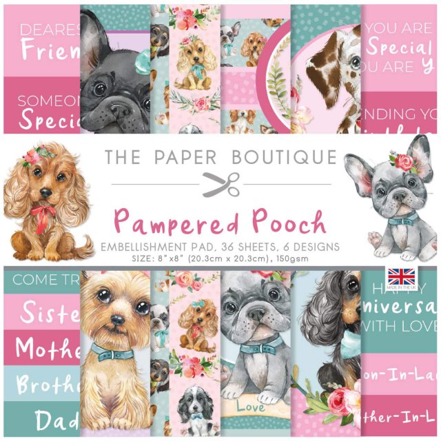 The Paper Boutique The Paper Boutique Pampered Pooch 8 x 8 inch Embellishment Pad | 36 sheets