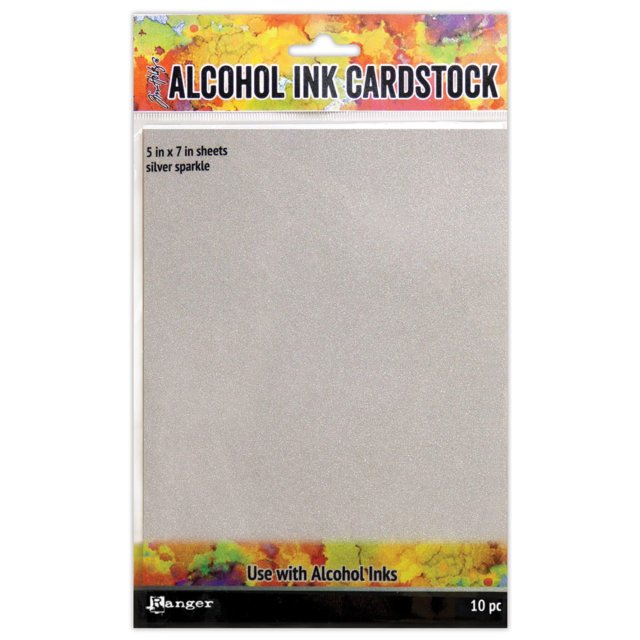 Ranger Ranger Tim Holtz 5 x 7 inch Alcohol Ink Silver Sparkle Cardstock | 10 sheets
