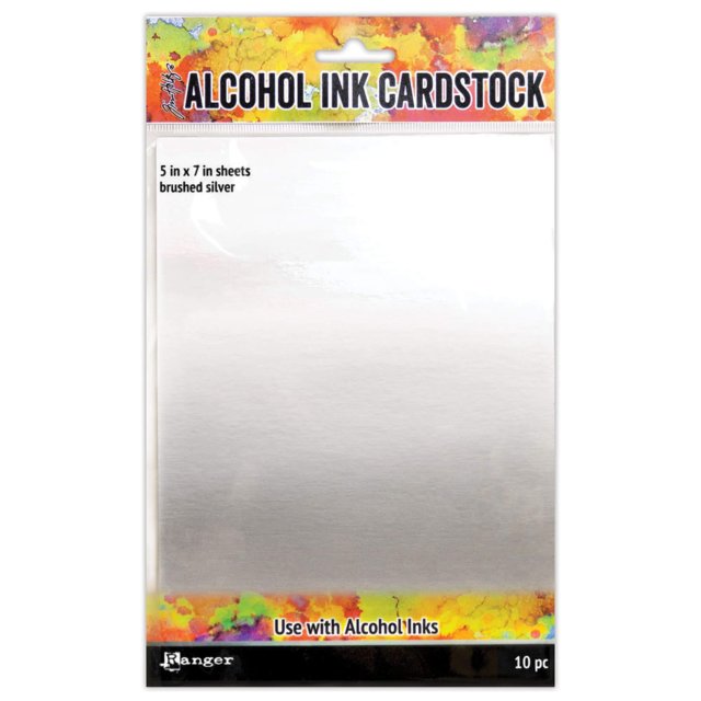 Ranger Ranger Tim Holtz 5 x 7 inch Alcohol Ink Brushed Silver Cardstock | 10 sheets