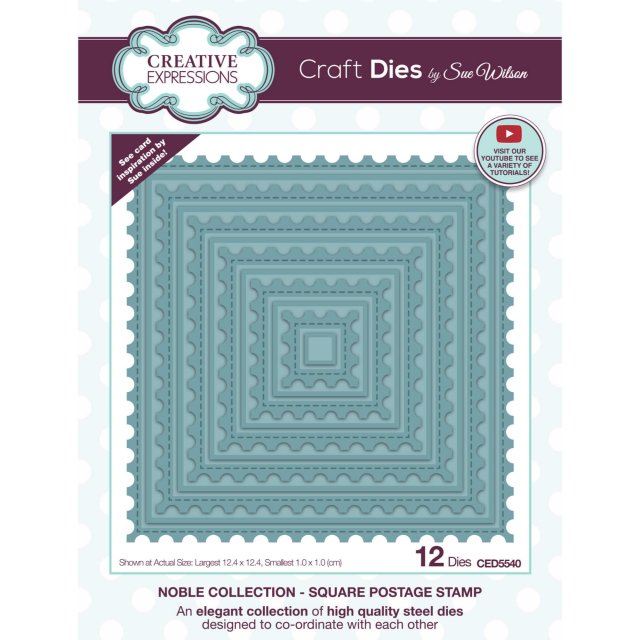 Sue Wilson Sue Wilson Craft Dies Noble Collection Square Postage Stamp | Set of 12