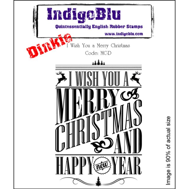 IndigoBlu Stamps IndigoBlu A7 Rubber Mounted Stamp Dinkie I Wish You a Merry Christmas