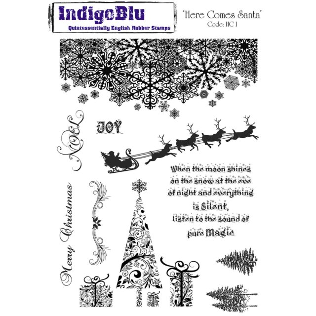 IndigoBlu Stamps IndigoBlu A5 Rubber Mounted Stamp Here Comes Santa | Set of 12