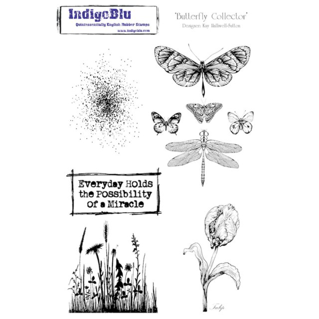 IndigoBlu Stamps IndigoBlu A5 Rubber Mounted Stamp Butterfly Collector | Set of 9