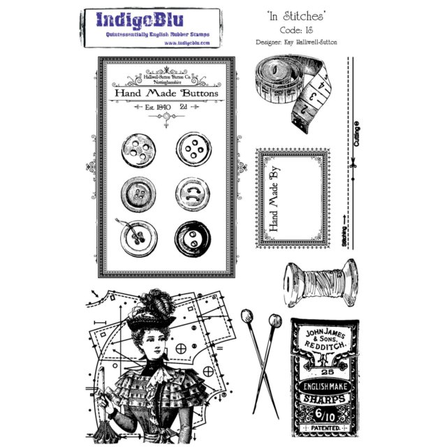 IndigoBlu Stamps IndigoBlu A5 Rubber Mounted Stamp In Stitches | Set of 8
