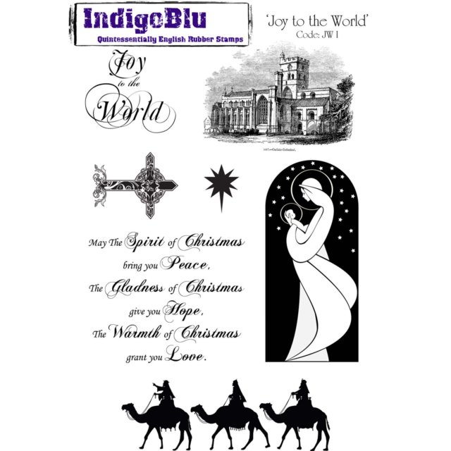 IndigoBlu Stamps IndigoBlu A5 Rubber Mounted Stamp Joy to the World | Set of 7