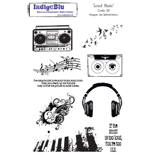 IndigoBlu Stamps IndigoBlu A5 Rubber Mounted Stamp Loud Music | Set of 9