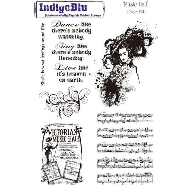 IndigoBlu Stamps IndigoBlu A5 Rubber Mounted Stamp Music Hall | Set of 6