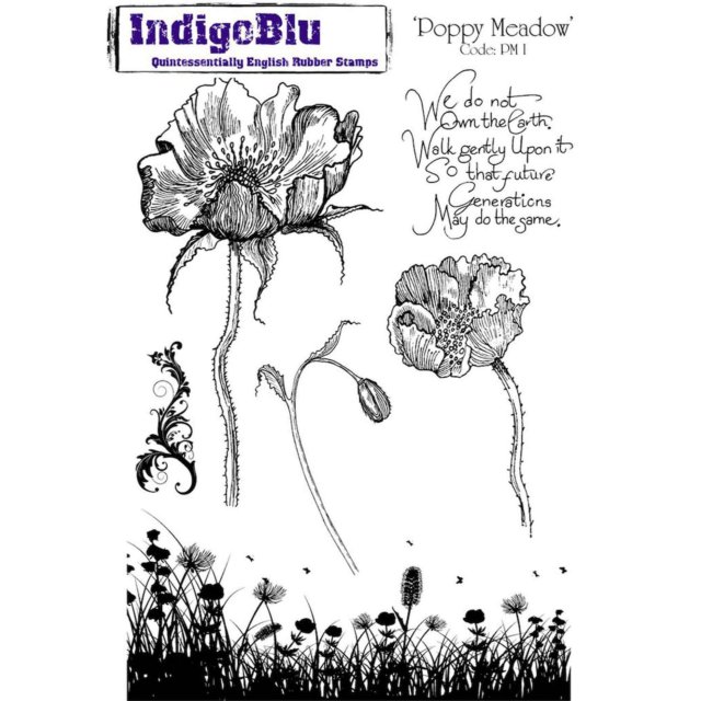 IndigoBlu Stamps IndigoBlu A5 Rubber Mounted Stamp Poppy Meadow | Set of 6
