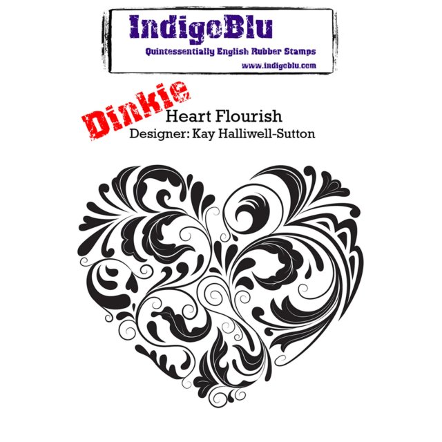 IndigoBlu Stamps IndigoBlu A7 Rubber Mounted Stamp Dinkie Heart Flourish