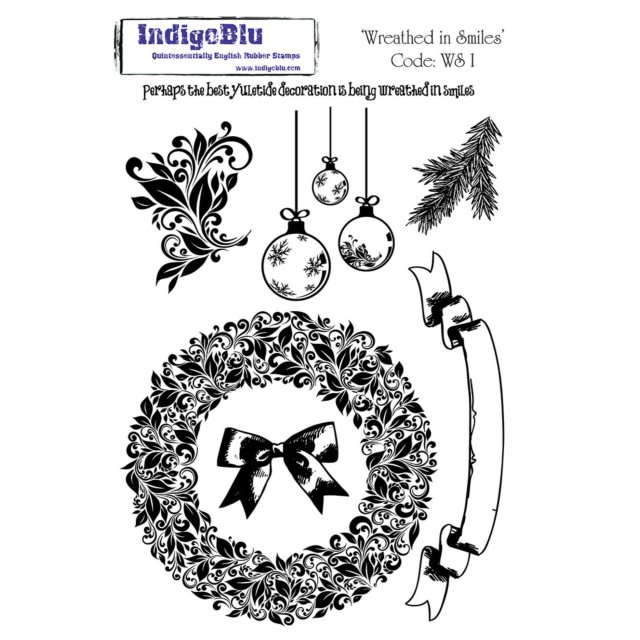 IndigoBlu Stamps IndigoBlu A5 Rubber Mounted Stamp Wreathed in Smiles | Set of 6