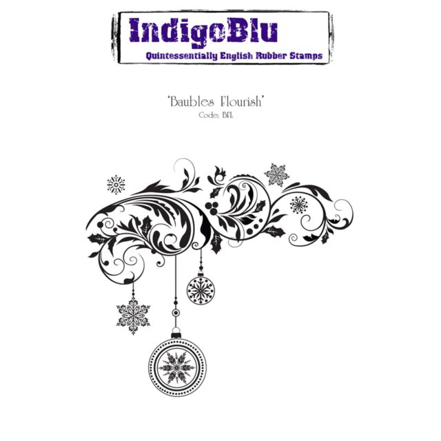 IndigoBlu Stamps IndigoBlu A6 Rubber Mounted Stamp Baubles Flourish