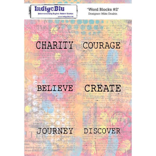 IndigoBlu Stamps IndigoBlu A5 Rubber Mounted Stamp Word Blocks 2 | Set of 6