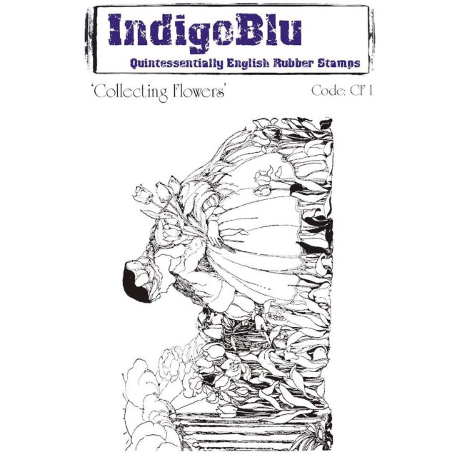 IndigoBlu Stamps IndigoBlu A6 Rubber Mounted Stamp Collecting Flowers