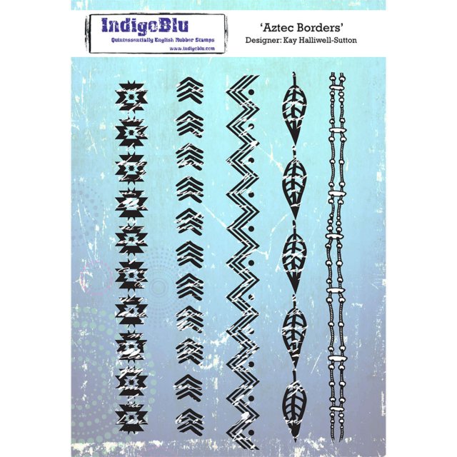 IndigoBlu Stamps IndigoBlu A5 Rubber Mounted Stamp Aztec Borders | Set of 5