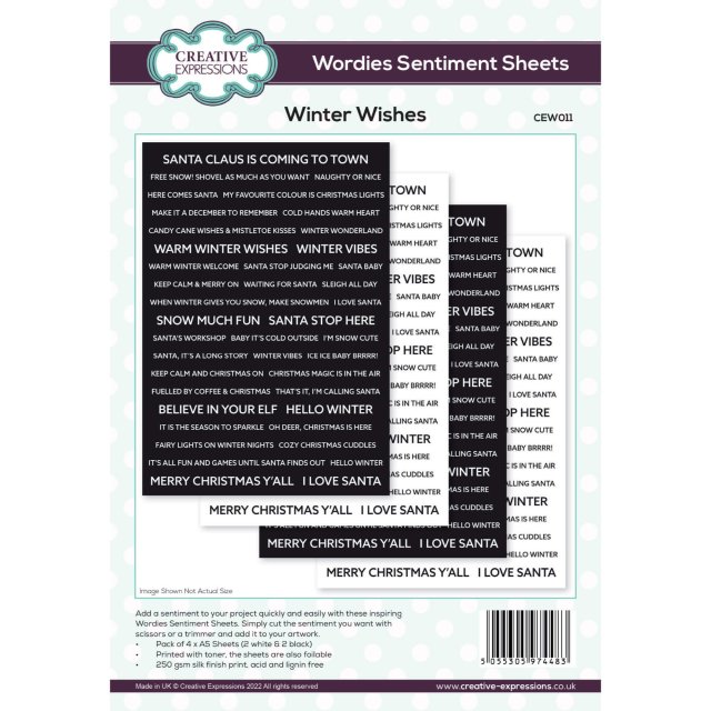 Creative Expressions Creative Expressions Wordies Sentiment Sheets Winter Wishes | A5