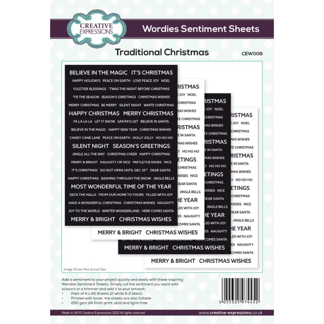 Creative Expressions Creative Expressions Wordies Sentiment Sheets Traditional Christmas | A5
