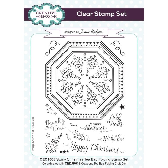 Jamie Rodgers Jamie Rodgers Clear Stamp Set Tea Bag Folding Swirly Christmas | Set of 17