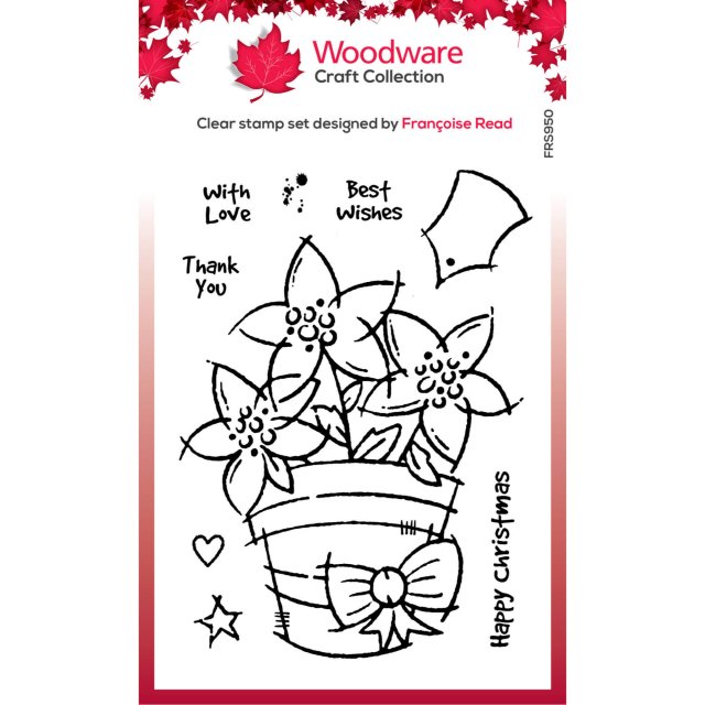 Woodware Woodware Clear Stamps Potted Poinsettias | Set of 9