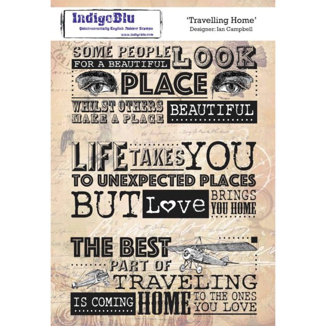 IndigoBlu Stamps IndigoBlu A5 Rubber Mounted Stamp Travelling Home | Set of 3