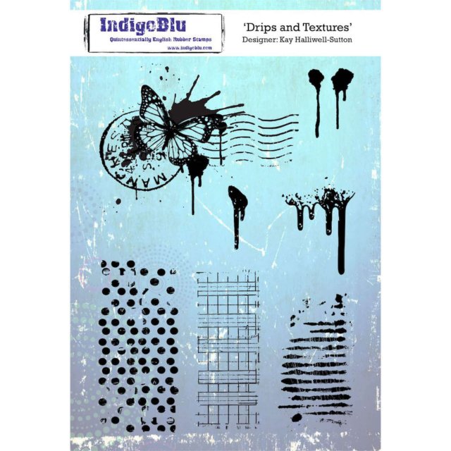 IndigoBlu Stamps IndigoBlu A5 Rubber Mounted Stamp Drips and Textures | Set of 7