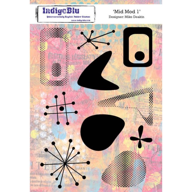 IndigoBlu Stamps IndigoBlu A5 Rubber Mounted Stamp Mid Mod 1 | Set of 10