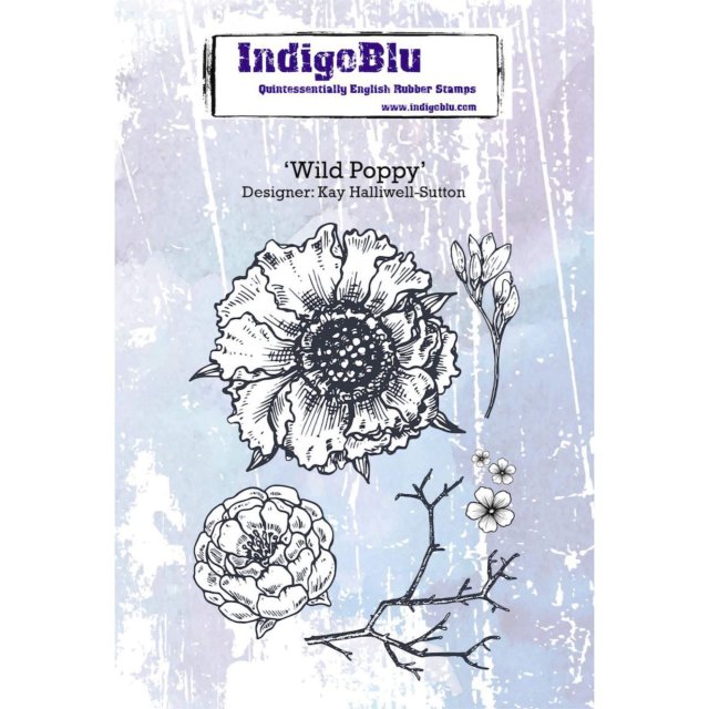 IndigoBlu Stamps IndigoBlu A6 Rubber Mounted Stamp Wild Poppy | Set of 5