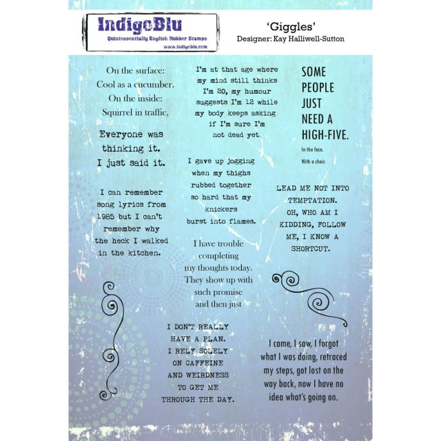 IndigoBlu Stamps IndigoBlu A5 Rubber Mounted Stamp Giggles | Set of 12