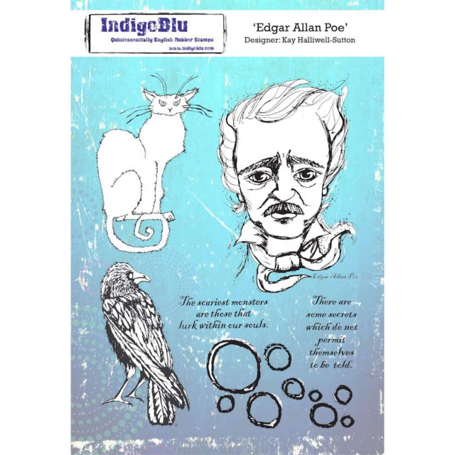 IndigoBlu Stamps IndigoBlu A5 Rubber Mounted Stamp Edgar Allan Poe | Set of 6