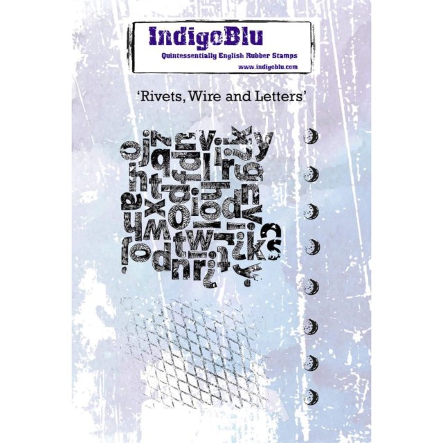IndigoBlu Stamps IndigoBlu A6 Rubber Mounted Stamp Rivet Wire and Letters | Set of 3