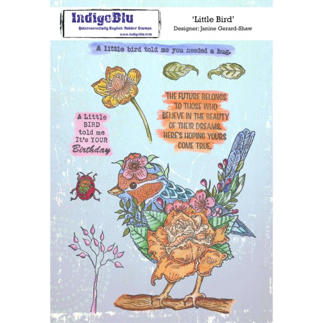 IndigoBlu Stamps IndigoBlu A5 Rubber Mounted Stamp Little Birdie | Set of 9