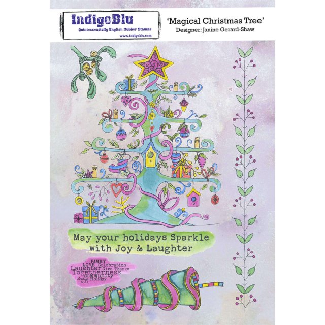 IndigoBlu Stamps IndigoBlu A5 Rubber Mounted Stamp Magical Christmas Tree | Set of 6