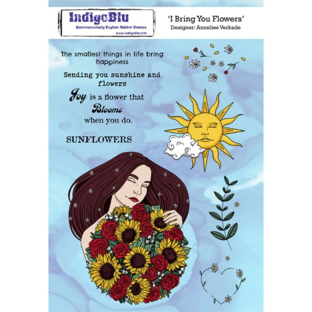 IndigoBlu Stamps IndigoBlu A5 Rubber Mounted Stamp I Bring You Flowers | Set of 9