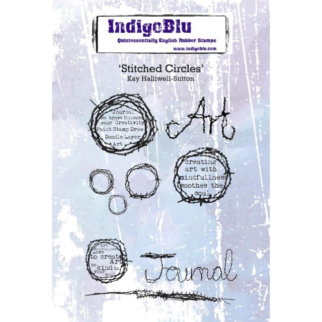 IndigoBlu Stamps IndigoBlu A6 Rubber Mounted Stamp Stitched Circles | Set of 7