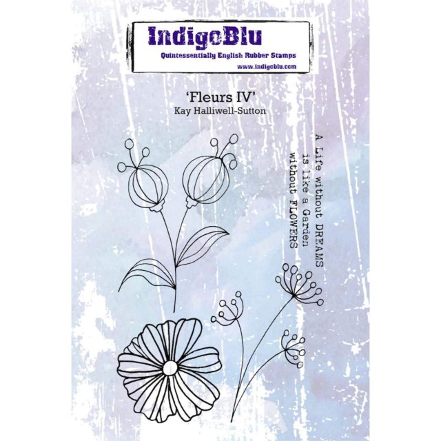 IndigoBlu Stamps IndigoBlu A6 Rubber Mounted Stamp Fleurs IV | Set of 4