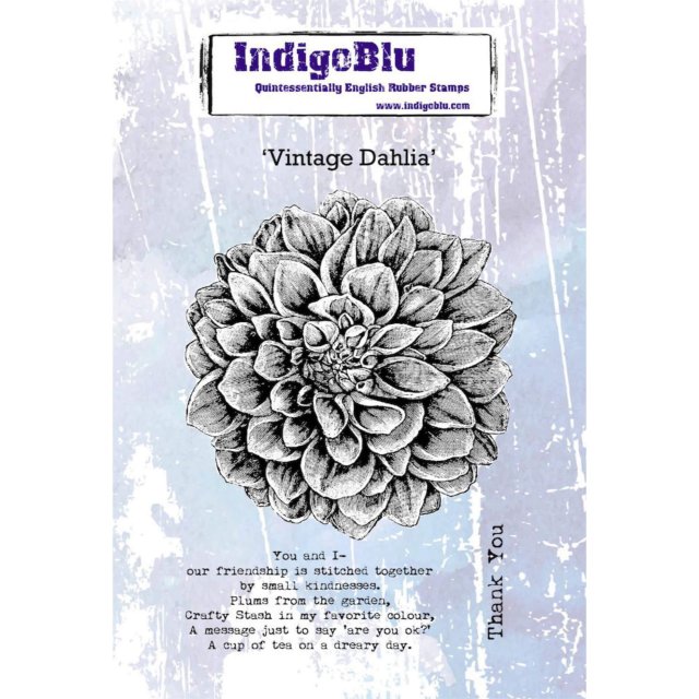 IndigoBlu Stamps IndigoBlu A6 Rubber Mounted Stamp Vintage Dahlia | Set of 3