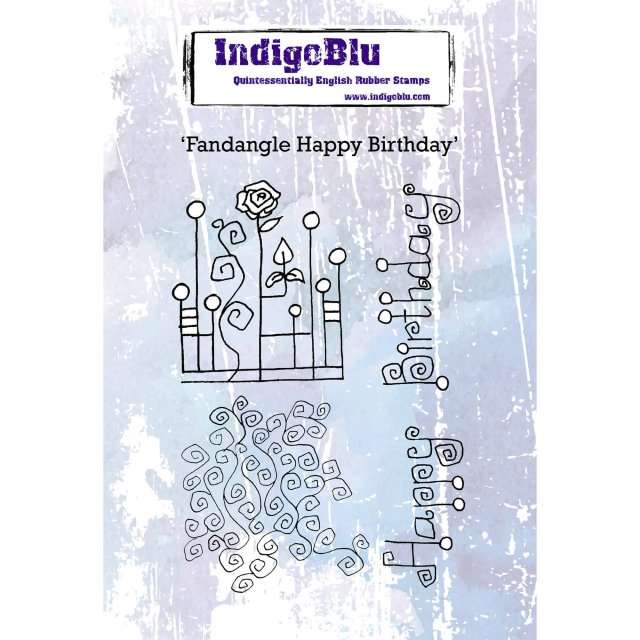 IndigoBlu Stamps IndigoBlu A6 Rubber Mounted Stamp Fandangle Happy Birthday | Set of 3