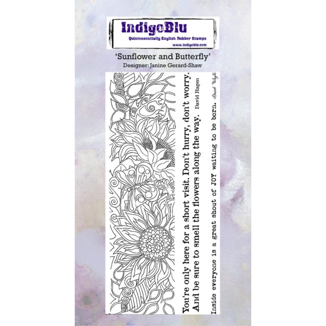 IndigoBlu Stamps IndigoBlu DL Rubber Mounted Stamp Sunflower and Butterfly | Set of 3