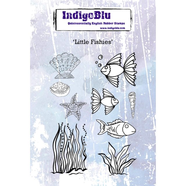 IndigoBlu Stamps IndigoBlu A6 Rubber Mounted Stamp Little Fishies | Set of 9