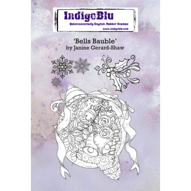 IndigoBlu Stamps IndigoBlu A6 Rubber Mounted Stamp Bells Bauble | Set of 5