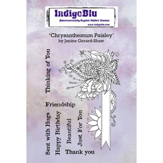 IndigoBlu Stamps IndigoBlu A6 Rubber Mounted Stamp Chrysanthemum Paisley | Set of 8