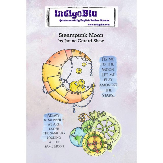 IndigoBlu Stamps IndigoBlu A6 Rubber Mounted Stamp Steampunk Moon | Set of 4