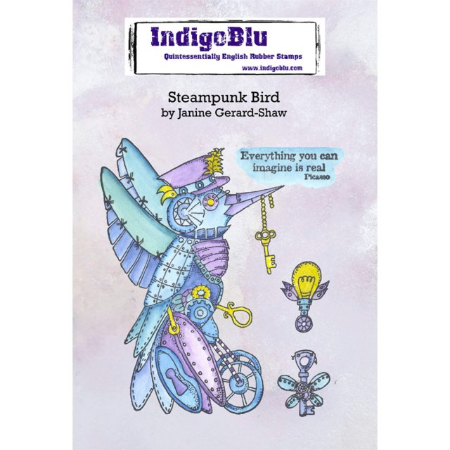 IndigoBlu Stamps IndigoBlu A6 Rubber Mounted Stamp Steampunk Bird | Set of 4