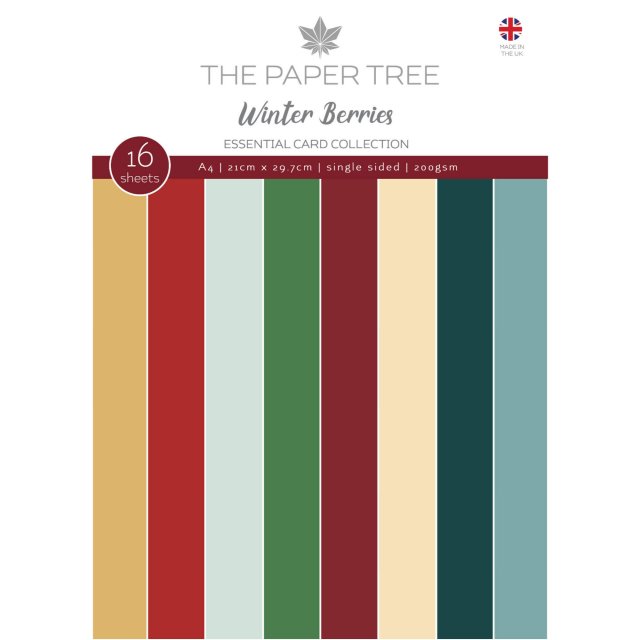 The Paper Tree The Paper Tree Winter Berries A4 Essential Colour Card | 16 sheets