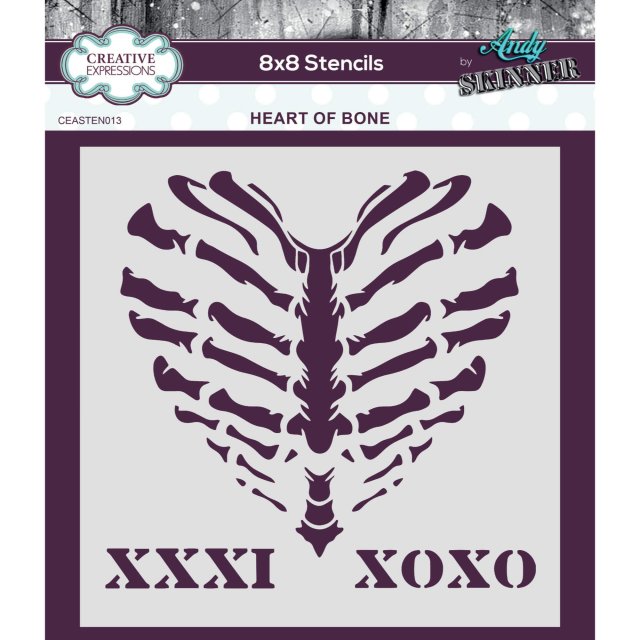 Andy Skinner Creative Expressions Stencils By Andy Skinner Heart Of Bone | 8 x 8 inch