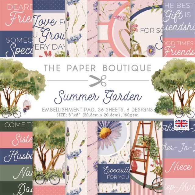 The Paper Boutique The Paper Boutique Summer Garden 8 x 8 inch Embellishment Pad | 36 sheets